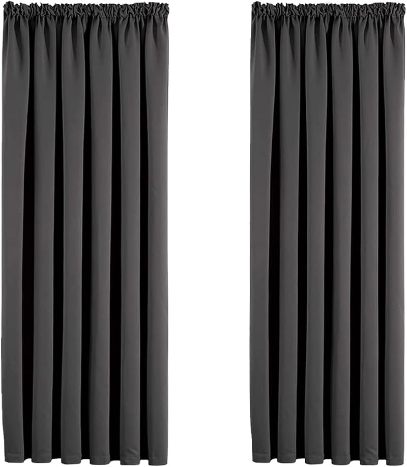 Aspire Homeware Grey Blackout Curtains Pencil Pleat 46x54 Inches 2 Panels