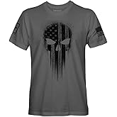 Fantastic Tees USA American Skull Patriotic Shirts for Men T-Shirt (Charcoal, XL)