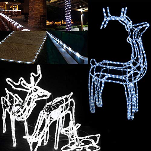 JUNWEN Outdoor LED Rope Lights Daylight White Indoor 432 LEDs Waterproof 39ft/12m Neon Light String Lighting Plug in 110V 8A Power Cord for Pool, Camping, Bedroom Decor, Landscape - Thumbnail 4