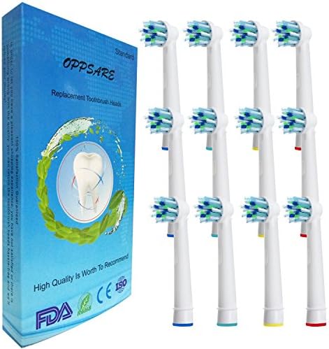 OPPSARE Electric Toothbrush Head， Replacement Toothbrush Heads for Oral B Cross Action (12pcs)