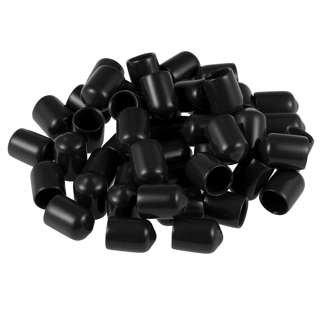 sourcing map 50pcs Rubber End Caps 9.5mm(3/8-inch) ID Vinyl Round Tube Bolt Cap Cover Screw Thread Protectors Black