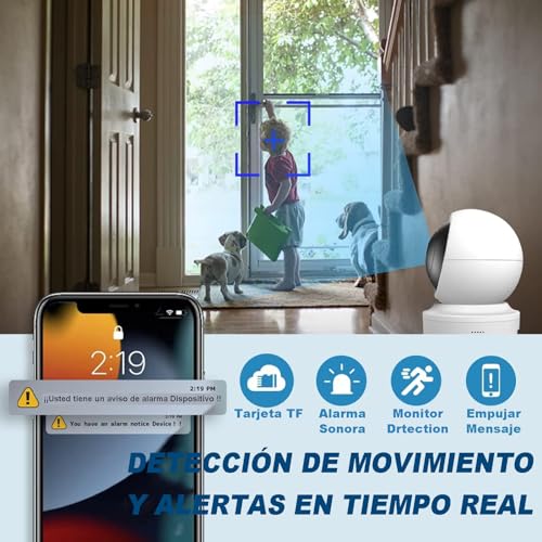 BAKEWAY 2K HD Cámara de Seguridad Interior, 3MP Cámara Wi-Fi de Seguridad Interior, con Visión Nocturna Audio Bidireccional y Detección de Movimiento 360 Grados para Hogar Bebé Mascota etc