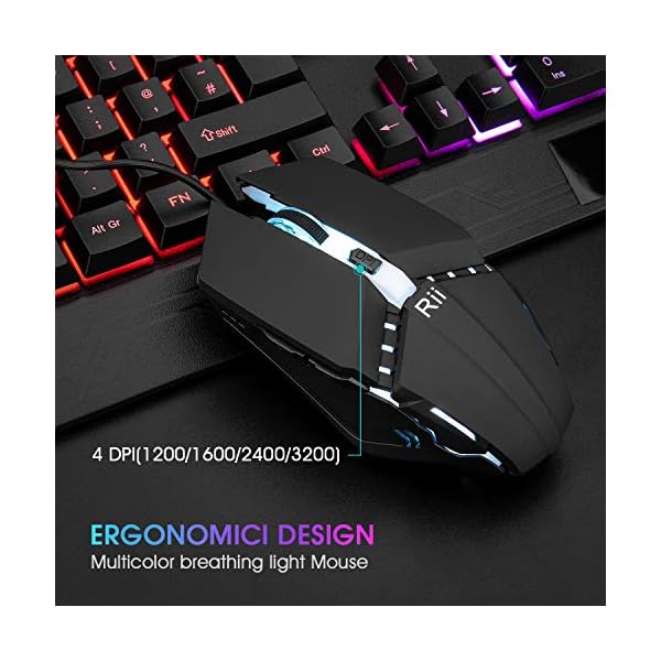 Rii Gaming Keyboard and Mouse,RGB Light Up Keyboard and Mouse Set for PS4,Xbox for Gaming ,Working-UK Layout