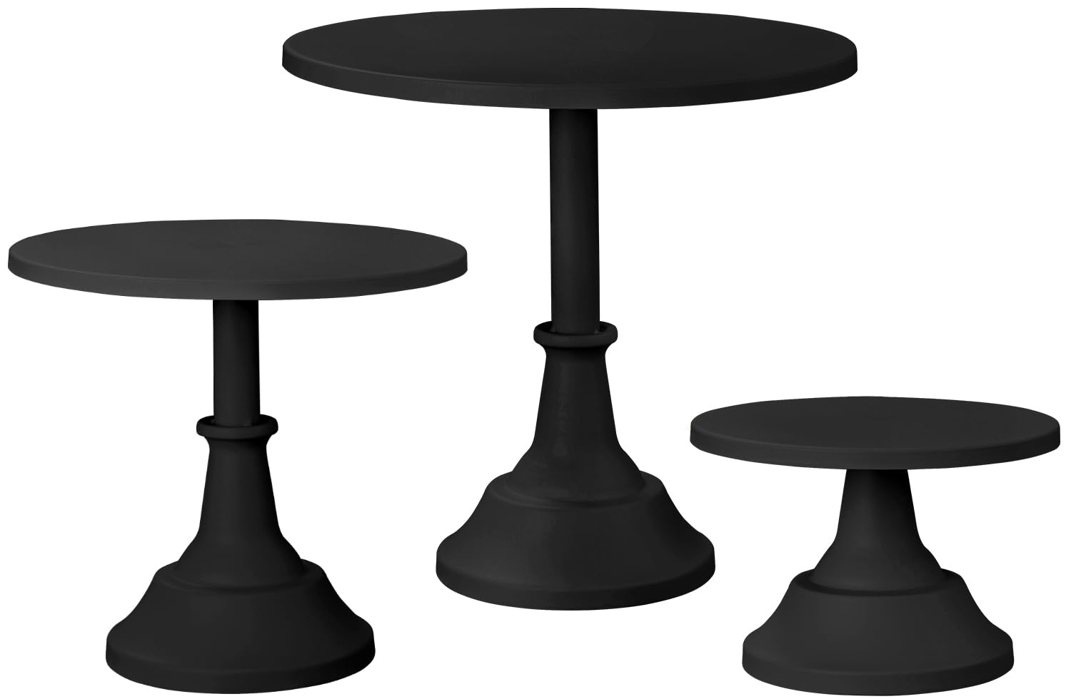 Photo 1 of HBlife 3-PCS Black Cake Stand Set (8"/10"/12" Plate) for 6-10 Inch Cakes, Perfect Dessert Table Display Set, Cupcake&Cake Stands for Halloween, Black and Gold Party Decorations (Metal)