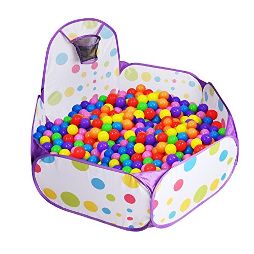 LPRTALK Kids Purple Ball Pit Ball Tent Toddler Ball Pit with Basketball Hoop and Zippered Storage Bag for Toddlers 4 Ft/120CM (Balls not Included) - Thumbnail 7