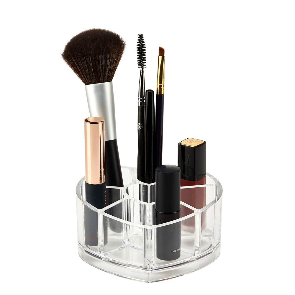 Arcylic Makeup Organiser Brush Holder Cosmetic Storage Box Heart Shape Lipstick Organiser Clear Cosmetic Container Make up Organiser Holder