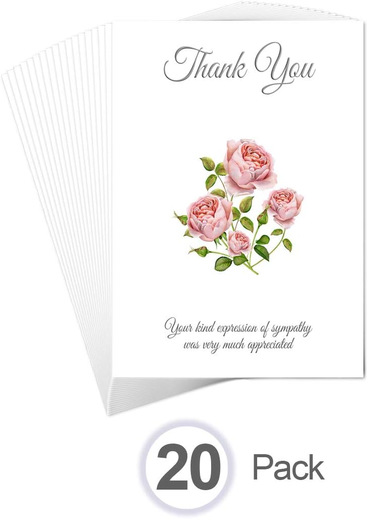 Funeral Thank You Card Pack of 20 + Self-Seal envs, Postcard Style, Sympathy Acknowledgement Notes - Image 5