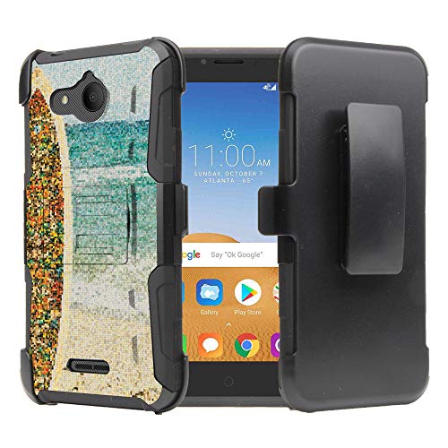 AlCatel Tetra 5.0" Case, Trishield Gear Hybrid Rugged Armor Black Kickstand Belt Clip Holster - Collage Surf Board - Thumbnail 6