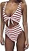 Farktop Womens Swimsuits Sexy Thong Bandeau Bikini High Waisted One Piece Bathing Suit Monokini Red/White Medium
