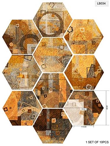 Norbi 10PCS Hexagon Stickers Anti-Slip Waterproof Peel and Stick Tile Backsplash for Kitchen Bathroom Cabinets Decor-E