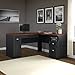 Bush Furniture Fairview 60W L Shaped Desk with Drawers and Storage Cabinet in Antique Black and Hansen Cherry