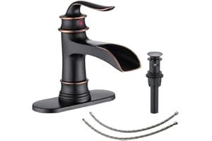 FRANSITON Waterfall Faucet Bathroom Faucet Single Handle One Hole Oil Rubbed Bronze Finish Large Spout Lavatory Faucets Oil Rubbed Bronze