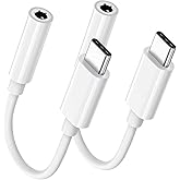 Headphone Adapter to USB C to 3.5mm Audio Jack Adapter, 2 Pack Dongle Type C Headphone Adapter USB C to Audio Jack, Aux to He