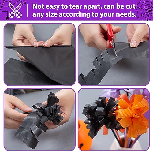 Shindel 120 Sheets Tissue Paper for Halloween, Halloween Wrapping Paper 19.7 x 13.8 Inch Gift Wrapping Paper for Halloween DIY Crafts Gift Box Wrapping 5 Colors