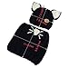 Wua Kids Warm Winter Beanies Baby Knitted Coif Hood Scarf Animal Ear Hats Beanies Caps (Black Kitten)