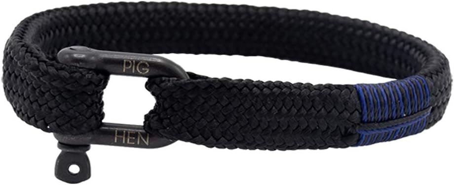 Pig & Hen Men's Bracelet Sharp Simon, Black with Black Clasp, Medium Large
