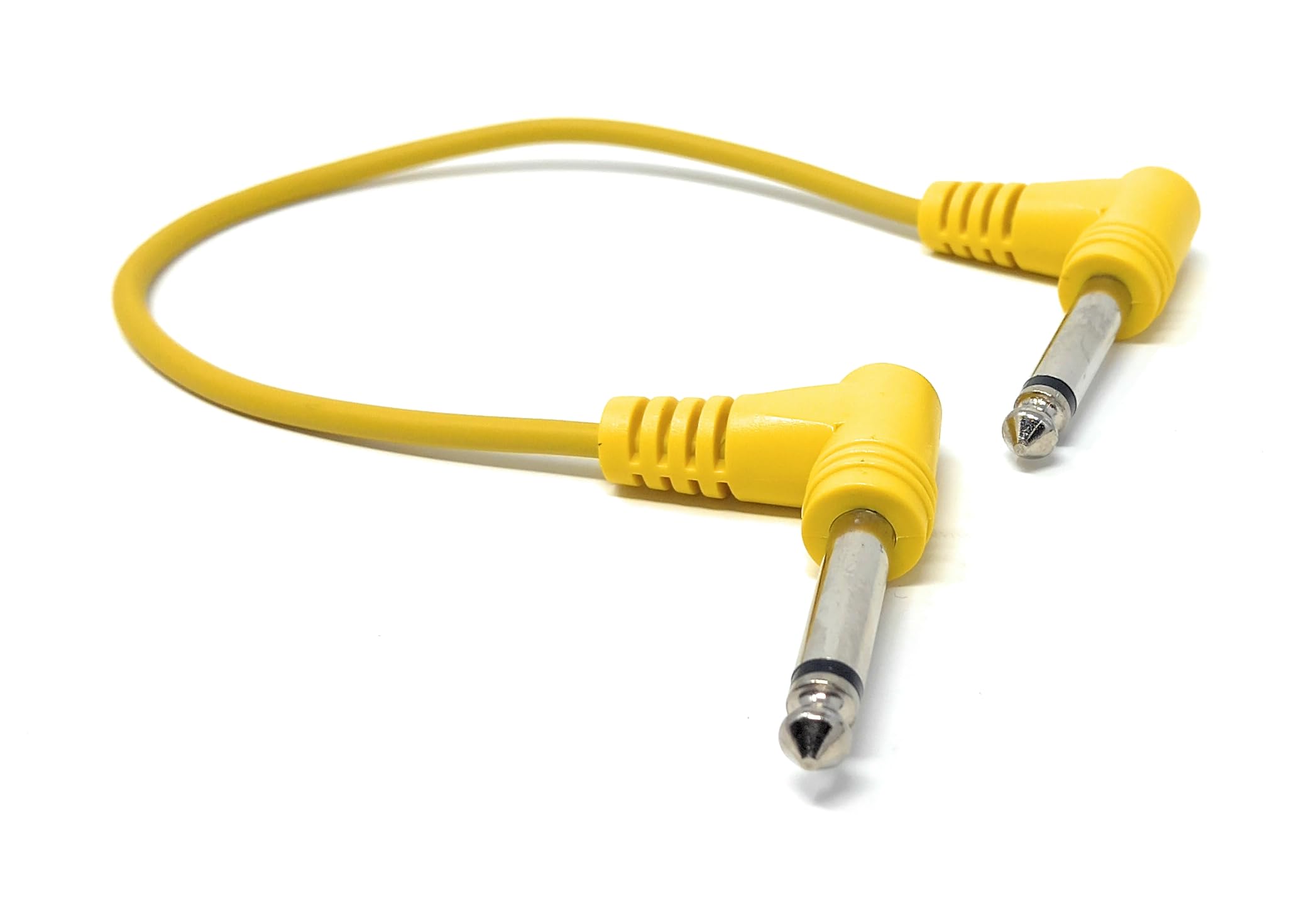 DRUT 30cm 6.35mm 1/4" TS Mono Jack to Jack Plug Lead for Guitar, Amplifiers, Music Instruments, Speakers, Microphone Cable Dual Right Angle, Yellow 1ft