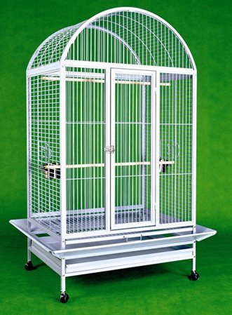 Large Wrought Iron Bird Cage Parrot Cages Macaw Dometop 36″x26″x65″ *Egg Shell White*