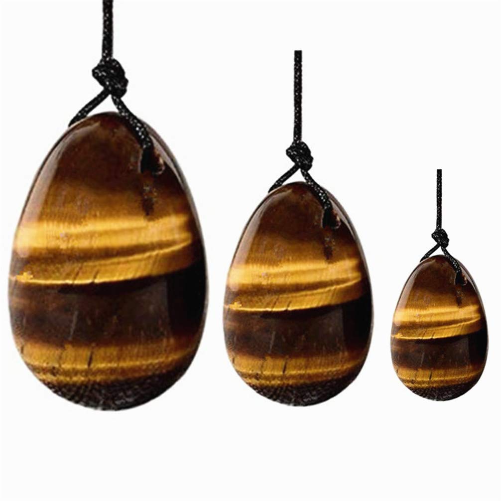 Cozhomtek 3Piece Yoni Eggs Jade Eggs Natural Massage Stone Yoga Eggs Stone Ball Healing Chakra Stone to Train Pelvic Floor PC Muscles do Exercise Women Exercise Ball (#4-Tiger's Eye)