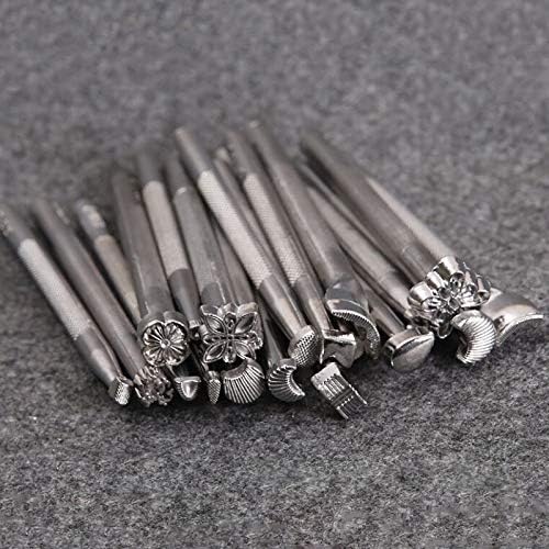 Happyshop18 20pcs Leather Craft Tools Kit, Metal Leather Working Tools and Supplies for Woodworking Leather Tools Stamps Embossing