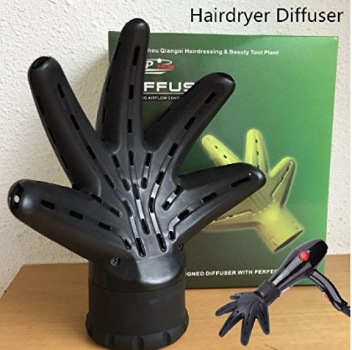 Hand Hair Diffuser,Professional Blow Dryer Diffuser- Curly Hair Tools Accessory (Black)