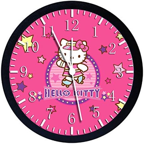 Hello Kitty Black Frame Wall Clock 10" Will Be Nice Gift and Home Office Wall Decor W29
