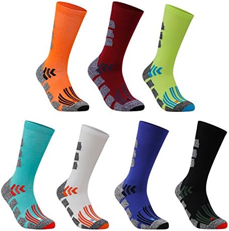 Basketball Socks Men, LANDUNCIAGA Crew Football Running Soccer Socks Cushion Compression Stocking Long Hiking Socks,3 Pairs