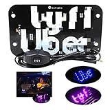 XIAOYU LED Sign Light for U and L, Blue and Pink Glowing Sign Decal with Suction Cups,Flashing Hook on Car Window with DC12V Car Charger