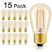 Hizashi 15 Pack 2W Dimmable LED S14 2200K Warm Filament Bulbs Medium Base (E26), Outdoor Amber Edison Bulbs, 25W Equivalent, Outdoor String Lights Bulbs Replacement, CEC Compliant, UL Listed
