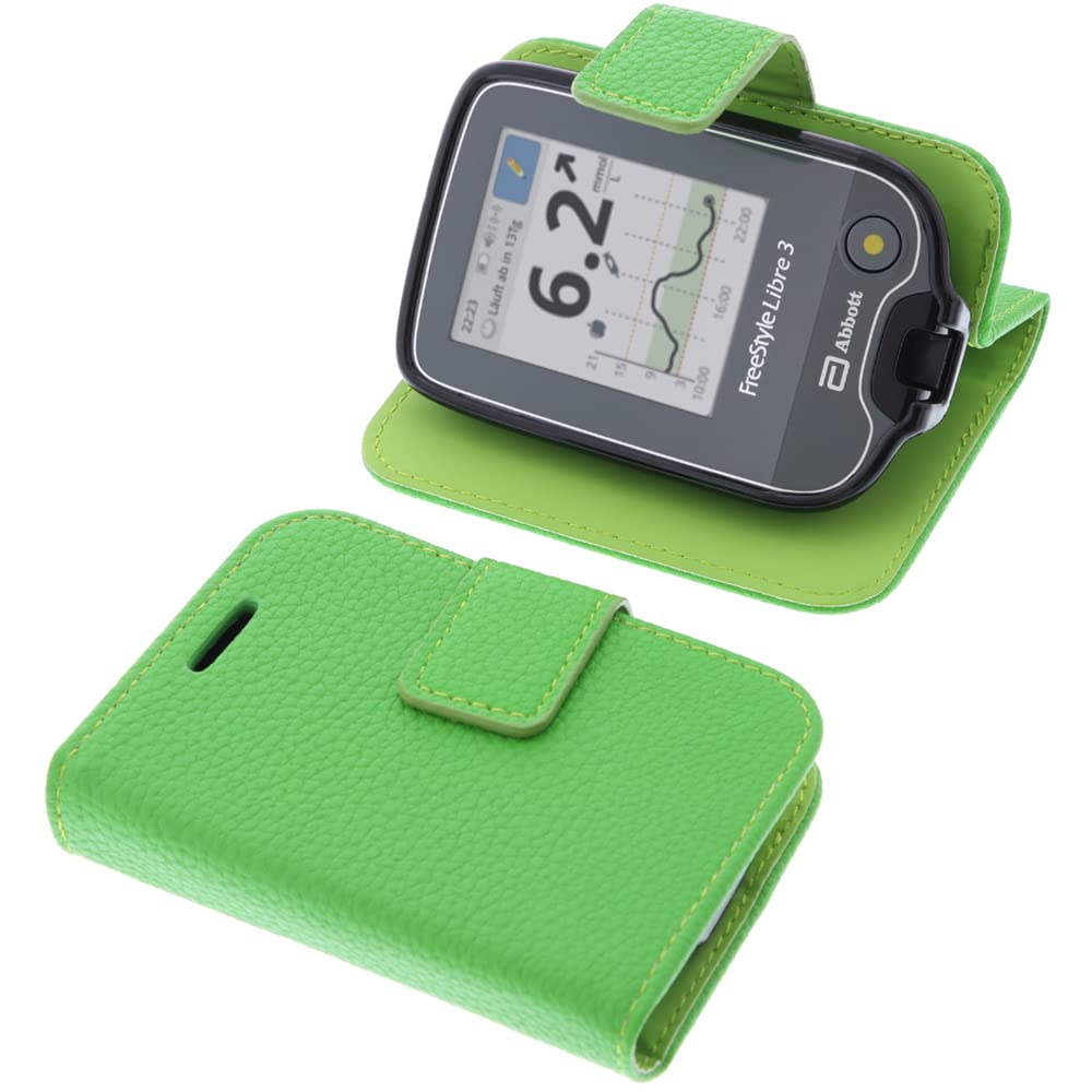 foto-kontor Bag compatible with Abbott Freestyle Libre 3 Book Style green case protection cover book