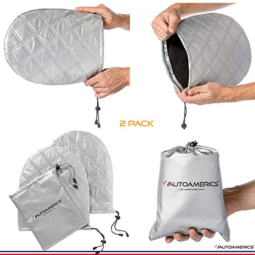 Autoamerics Car Side View Mirror Snow And Ice Cover - Set Of 2 - Winter Auto Accessories - Fit Most Universal Cars SUV Van Truck - Best Vehicle Mirrors Guard From Frost, Dirt, Dust, Rain and Bird Poop - Thumbnail 2