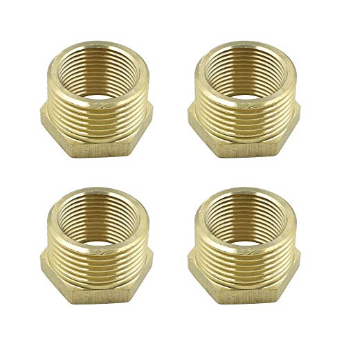 Yoohey 1PT Male x 3/4 PT Female Hex Bushing Adapter,Brass Threaded Pipe Fitting 4pcs - Thumbnail 3