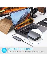 USB C Multiport Adapter for Apple MacBook Pro 13 15(Thunderbolt 3)2018,2017,2016,Mac Air 2018 USB C Hub,HDMI 4K,2USB 3.0,Gigabit Ethernet,SD TF Card Reader,Type C PD Charge Dock for Samsung Dex Dongle