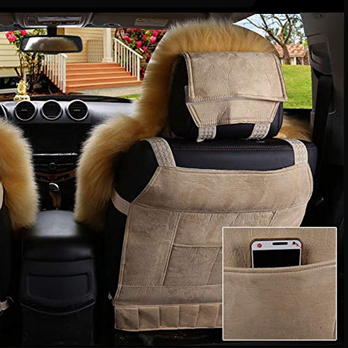 SeaHome Sheepskin Seat Cushion Cover, Genuine Sheepskin Fur Car Front Seat Cover Winter Warm Natural Wool Luxury Long Wool Front Seat Cover Universal Fit (Pink)