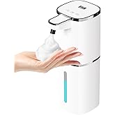 OHIFAST Automatic Foaming Soap Dispenser Touchless, USB Rechargeable Smart Hand Soap Dispenser, 9-Level Adjustable, Physical Button Operation, 13.5oz/400mL Wall Mounted for Bathroom Kitchen Dish Soap