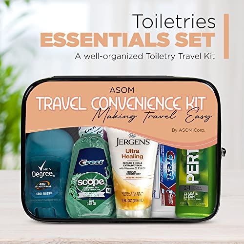 Asom Toiletry Travel Convenience Kit, Premium Personal Care Hygiene