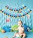 Cute Shark Happy Birthday Banner Blue Ocean Theme Party Supplies, Shark Family Baby Birthday Party Decorations for Kids Shark Themed Party