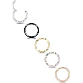 Xpircn 14G 16G 18G 20G Nose Rings Hoops Lip Septum Rings 316L Surgical Steel Tragus Daith Cartilage Earrings for Women Nose Ring Hoop Hinged Segment Ring Nose Piercing Jewelry