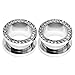 Oyaface 2 PCS Silver Tunnels Set Screw Fit Plugs 8G-9/16