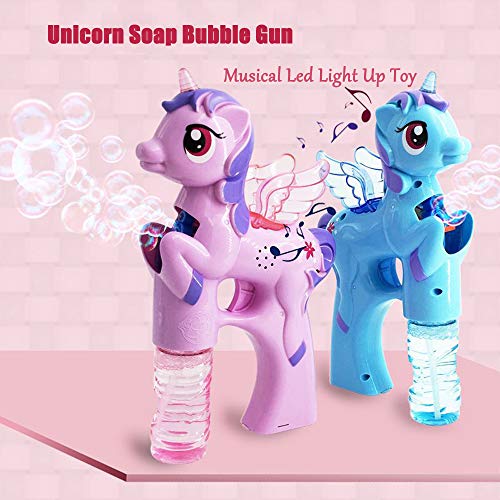 Unicorn Bubble Machine Shooter Gun, Battery Operated Bubble Blaster Toy