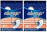 Maxi Always Maxi Size 4 Overnight Pads Without Wings, Unscented, 28 Count (Pack of 2)