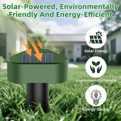 Solar Ultrasónico Ahuyentador de Topos 8 Piezas, Impermeable Repelente para Ratas Ultrasónico Solar Se Utiliza para Repeler Topos, Topillos, Serpientes y Lagartos Protege el Césped y Los Jardines
