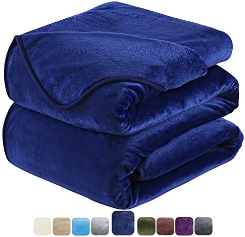 Soft Travel Size Blanket All Season Warm Fuzzy Microplush Lightweight Thermal Fleece Blankets for Couch Bed Sofa,Throw,50x61 Inches,Royal BlueOEKO-TEX STANDARD 100