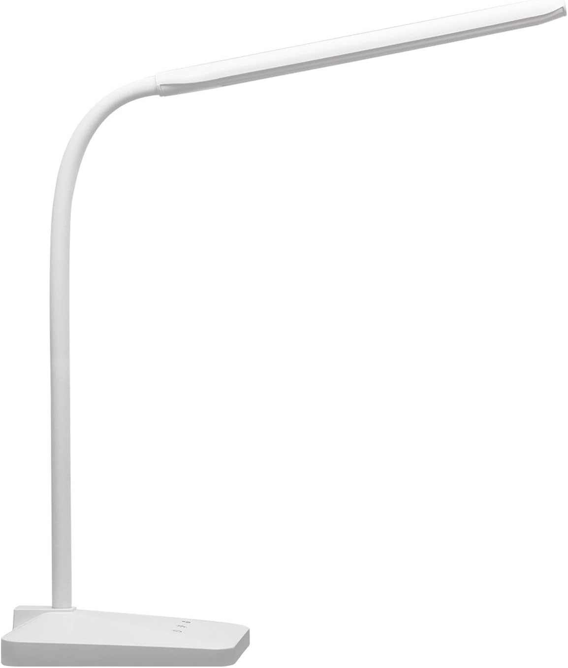 ANNAITE LED Desk Lamp with USB Charging Port Eye-Caring Dimmable Table Lamps 5 Lighting Modes with 5 Brightness Levels Touch Control Memory Function Gooseneck FCC Listed for Bedroom Office (White)