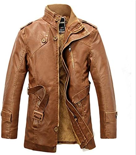 Musamk Dashing 2016 new winter leather jacket warm long mens leather jackets and coats PU biker jacket plus size overcoats BROWNL High Grade
