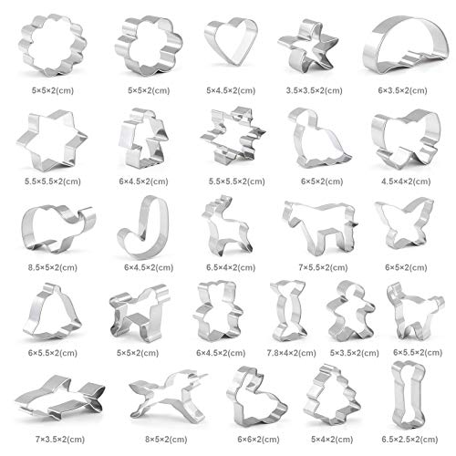 GWHOLE 26 Pcs Cookie Cutters Set, Mini Animal Unicorn Classic Shape Cutters for Kids Easter Holiday