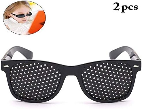 2 Pcs Pinhole Single Nose Glasses Microporous Anti-Fatigue Goggles Swap Vision Care Glasses Safety Glasses/Goggles Fashion Decorative Mirror, Black