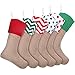 SATINIOR 6 Pieces Christmas Burlap Stockings Xmas Hanging Stockings Decorative Stocking Holders for Christmas Decor