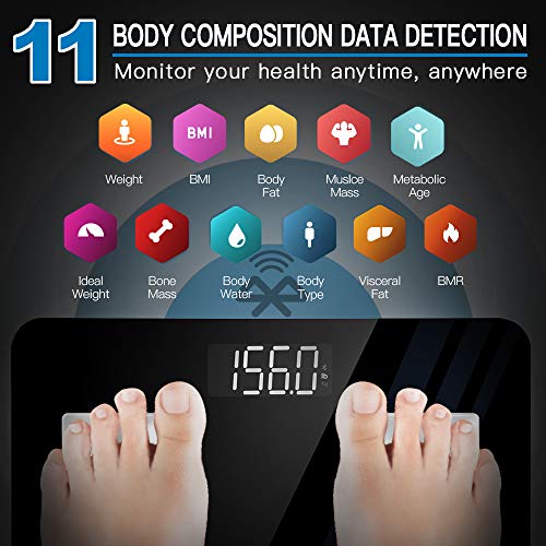 BONSO Smart Scales ,Digital Weight and Body Fat Scales, Bluetooth Body Composition Analyzer, Bathroom Body Weight Scales Most Accurate, Scales for Body Weight and Fat with Smartphone App (400lbs)