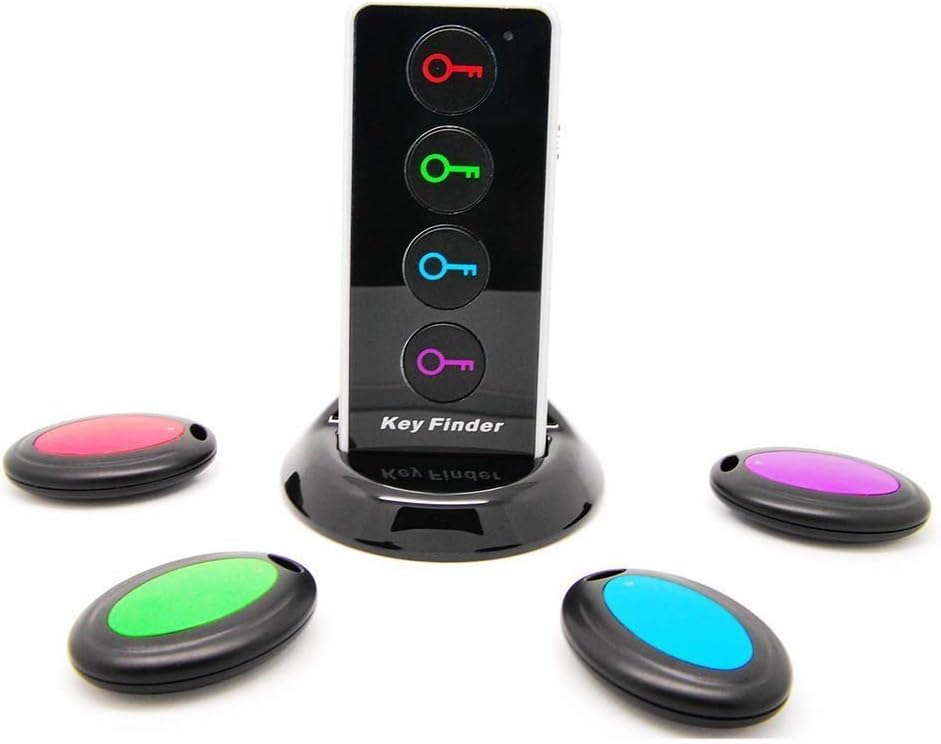 Wireless Key Finder Tracker Locator Caller Beeper House Smart Finder Anti Lost Alarm with LED Light & Support, 1 Rf / RFID Transmitter Remote Controls and 4 Receivers